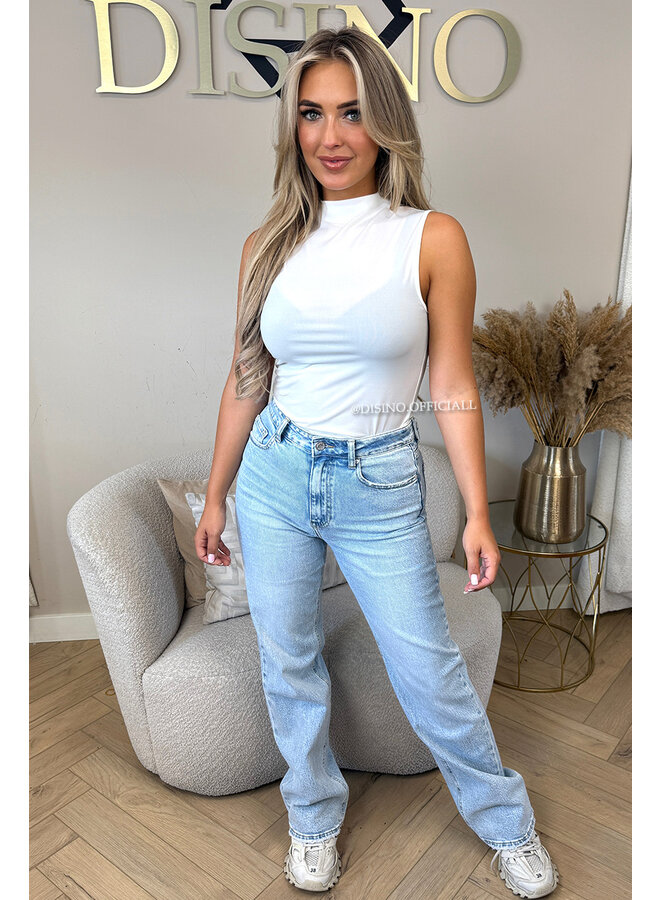 WHITE - 'NOVEL TOP' - HIGH NECK BASIC TOP