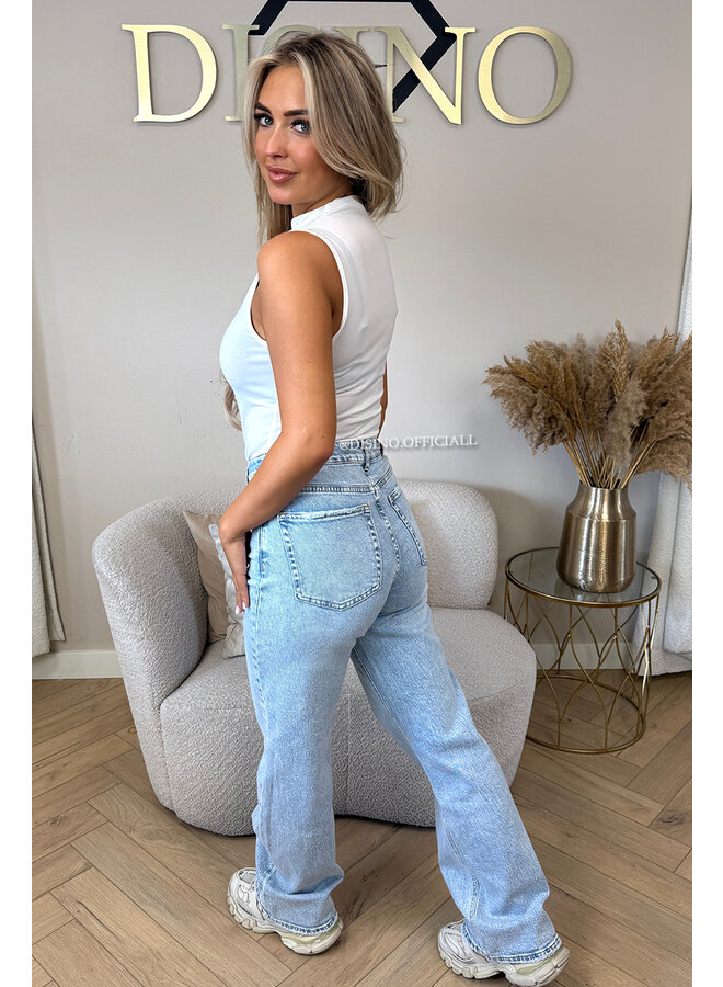 WHITE - 'NOVEL TOP' - HIGH NECK BASIC TOP