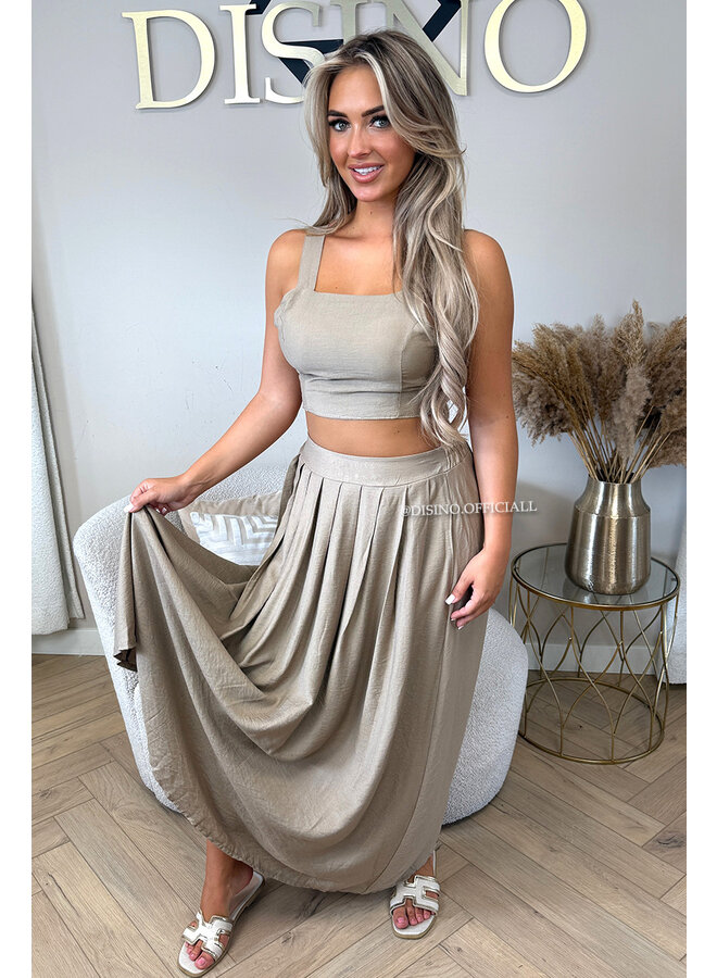 CAMEL - 'LILIA SET' - SUMMER TOP + MAXI SKIRT SET