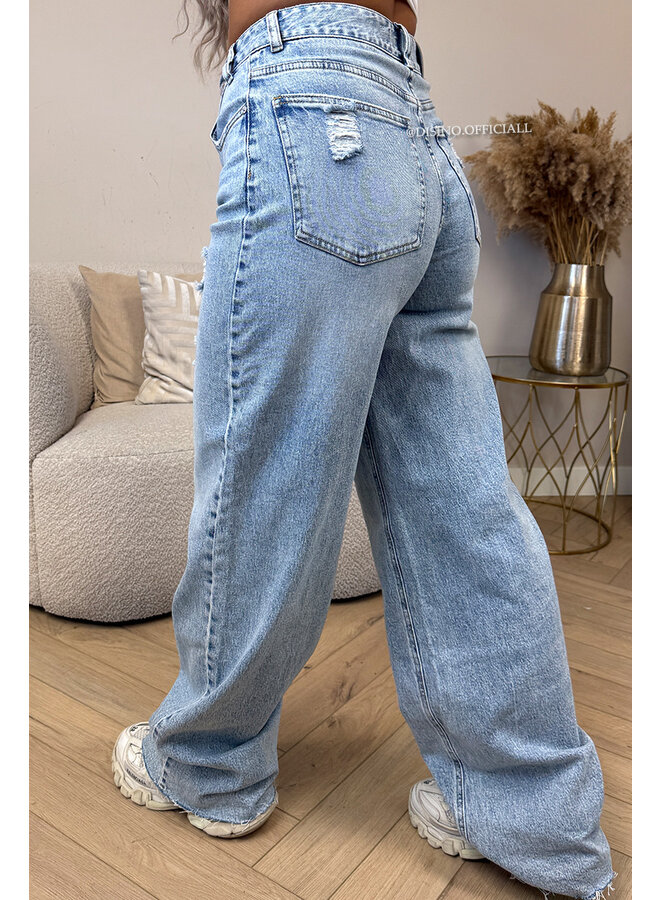 BLUE - 'DISINO AMSTERDAM JEANS' - EXTRA LONG CROSS WAIST STRETCH WIDE LEG JEANS