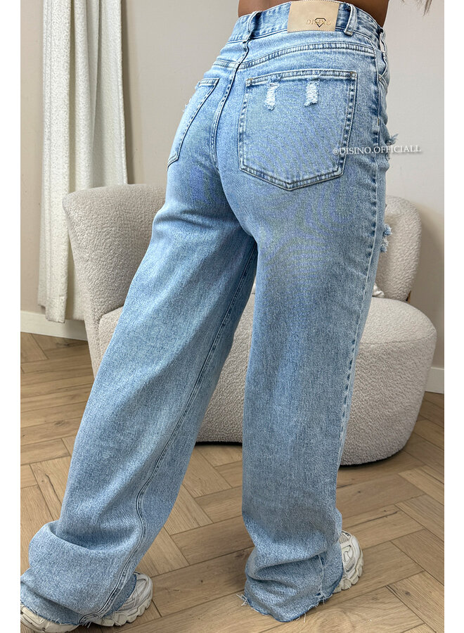 BLUE - 'DISINO AMSTERDAM JEANS' - EXTRA LONG CROSS WAIST STRETCH WIDE LEG JEANS