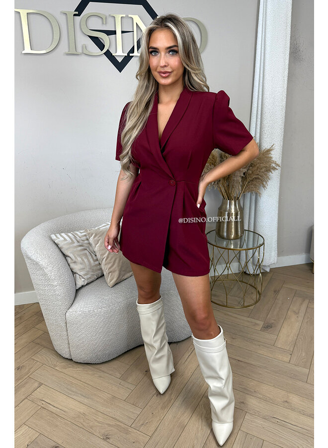 BORDEAUX - 'EVELYN SHORTSLEEVE PLAYSUIT' - CLASSY BLAZER PLAYSUIT