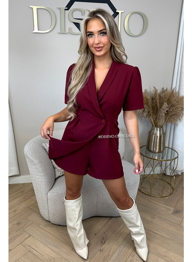BORDEAUX - 'EVELYN SHORTSLEEVE PLAYSUIT' - CLASSY BLAZER PLAYSUIT