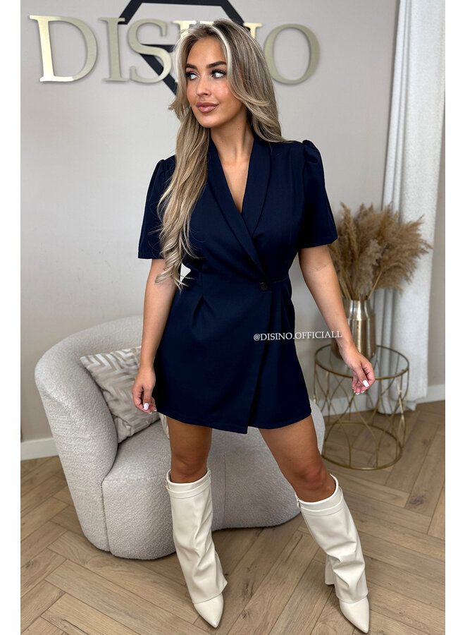 NAVY BLUE - 'EVELYN SHORTSLEEVE PLAYSUIT' - CLASSY BLAZER PLAYSUIT