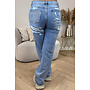 LIGHT BLUE - 'SYDNEY JEANS' - STRETCH VIRAL RIPPED BACK STRAIGHT LEG JEANS