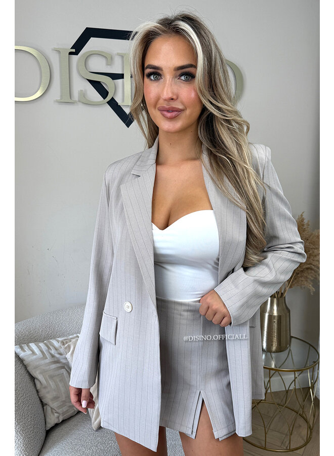 BEIGE - 'BIBI BLAZER SET' - OVERSIZED BOYFRIEND BLAZER + SKORT SET