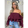 BORDEAUX - 'LAYLA TOP' - RUFFLE OFF SHOULDER TOP
