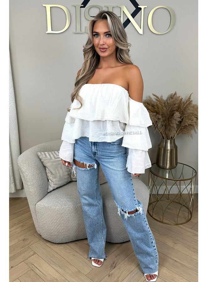 CRÈME - 'LAYLA TOP' - RUFFLE OFF SHOULDER TOP