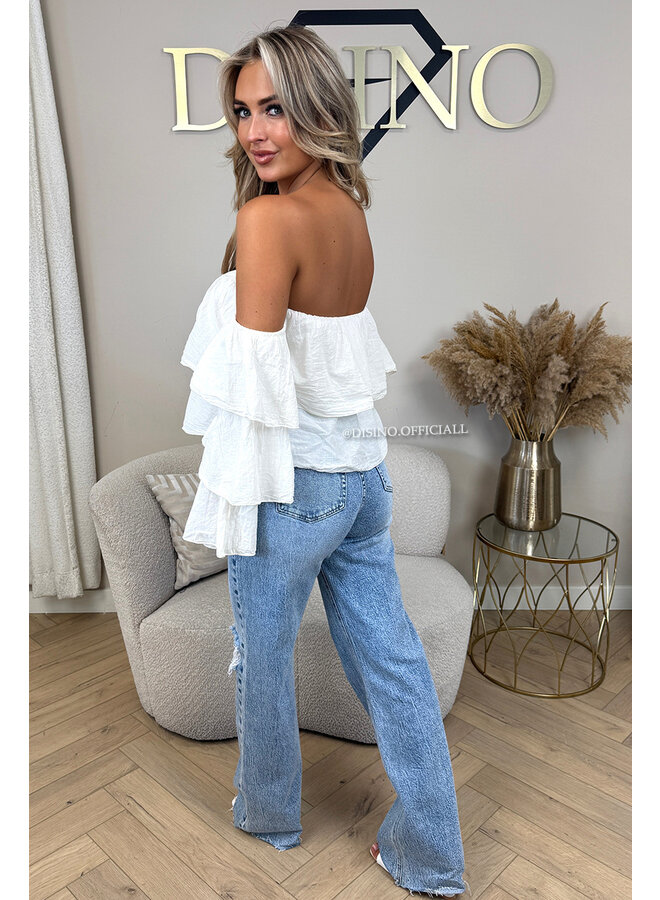 CRÈME - 'LAYLA TOP' - RUFFLE OFF SHOULDER TOP