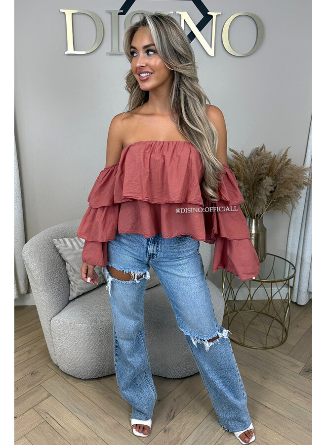 BRICK - 'LAYLA TOP' - RUFFLE OFF SHOULDER TOP