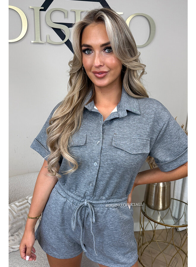 GREY - 'SHANIA PLAYSUIT' - PREMIUM QUALITY COMFY PLAYSUIT