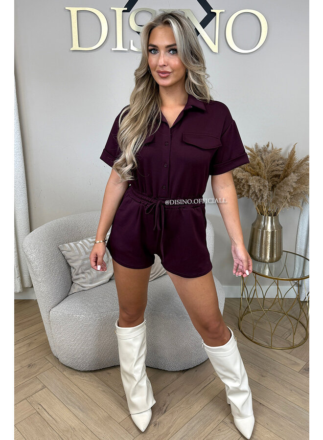 BORDEAUX - 'SHANIA PLAYSUIT' - PREMIUM QUALITY COMFY PLAYSUIT