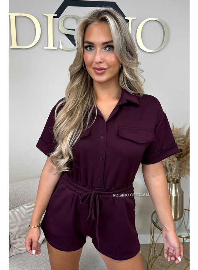 BORDEAUX - 'SHANIA PLAYSUIT' - PREMIUM QUALITY COMFY PLAYSUIT