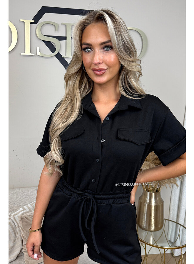 BLACK - 'SHANIA PLAYSUIT' - PREMIUM QUALITY COMFY PLAYSUIT