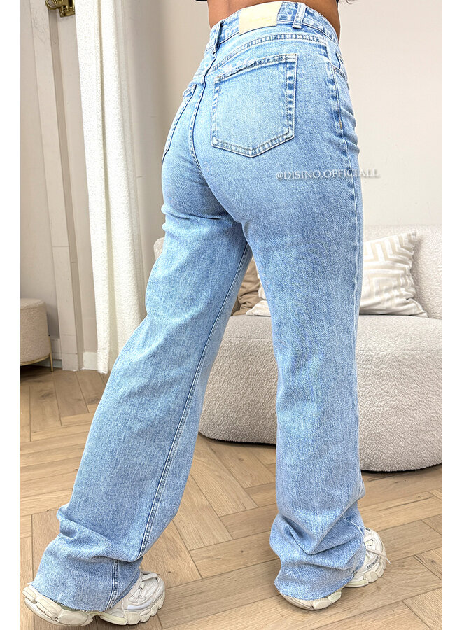 LIGHT BLUE - 'VANCOUVER' - STRETCH EXTRA LONG WIDE LEG JEANS