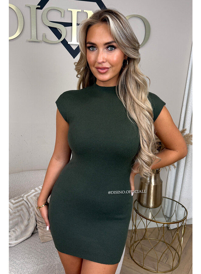 KHAKI GREEN - 'MANDY DRESS' - KNITTED DRESS