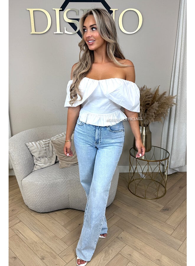 WHITE - 'INDY TOP' - OFF SHOULDER LAYERED TOP