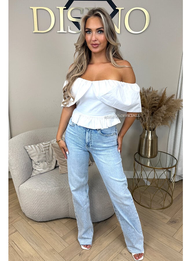 WHITE - 'INDY TOP' - OFF SHOULDER LAYERED TOP