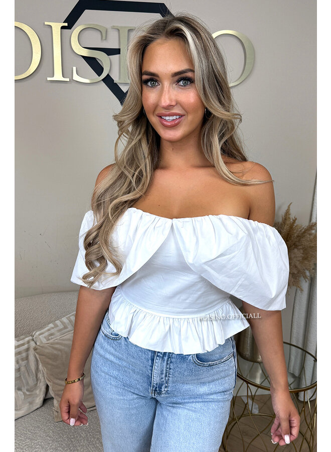 WHITE - 'INDY TOP' - OFF SHOULDER LAYERED TOP