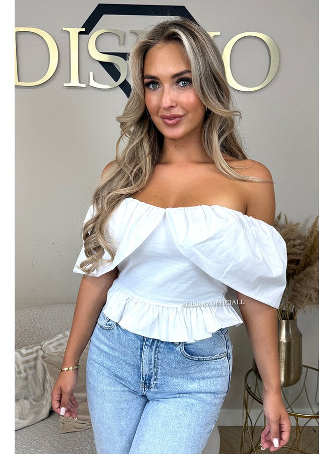 WHITE - 'INDY TOP' - OFF SHOULDER LAYERED TOP