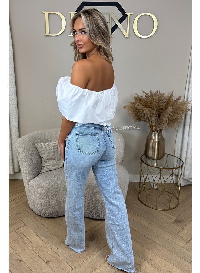 WHITE - 'INDY TOP' - OFF SHOULDER LAYERED TOP