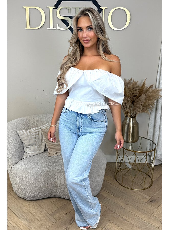 WHITE - 'INDY TOP' - OFF SHOULDER LAYERED TOP