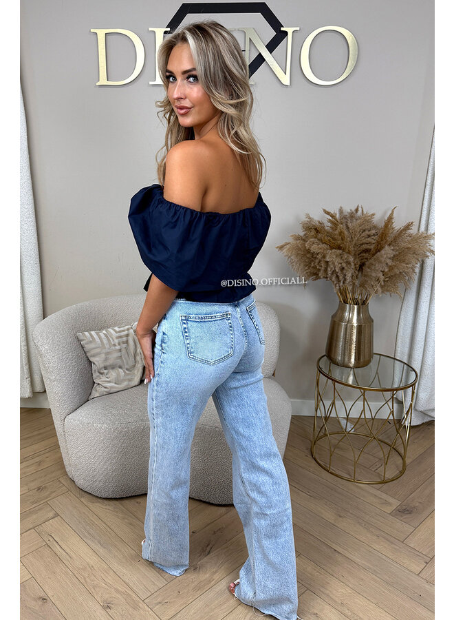NAVY BLUE - 'INDY TOP' - OFF SHOULDER LAYERED TOP