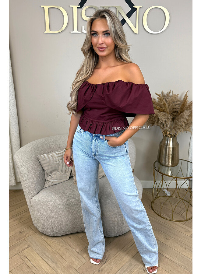 BORDEAUX - 'INDY TOP' - OFF SHOULDER LAYERED TOP