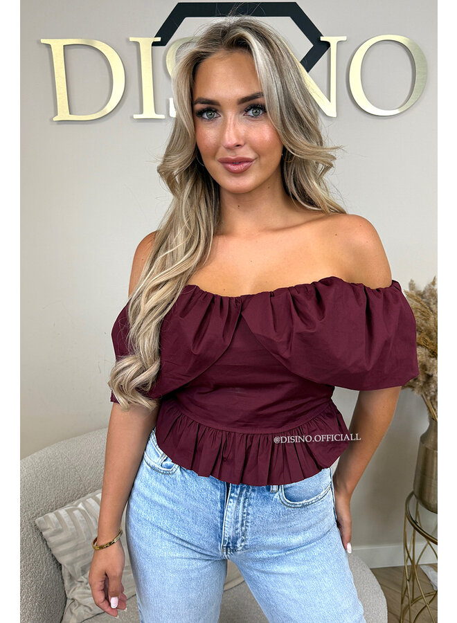 BORDEAUX - 'INDY TOP' - OFF SHOULDER LAYERED TOP