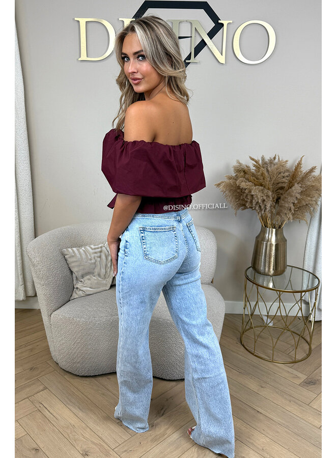 BORDEAUX - 'INDY TOP' - OFF SHOULDER LAYERED TOP