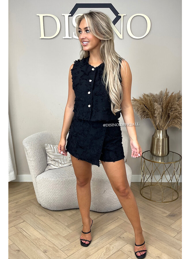 BLACK - 'TESSA SET' - CHIQUE TOP + SKORT SET