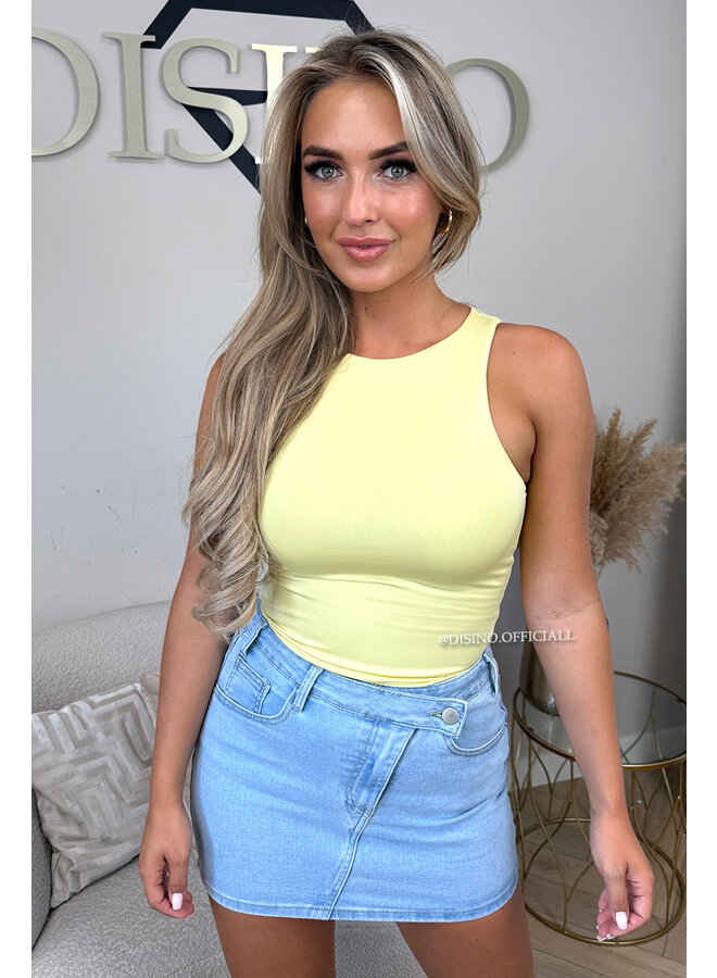 YELLOW - 'KENDALL RACER BODYSUIT' - 90's INSPIRED HALTER BODYSUIT