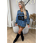 BLUE - '80's SWEATER' - DENIM OVERSIZED VARSITY SWEATER