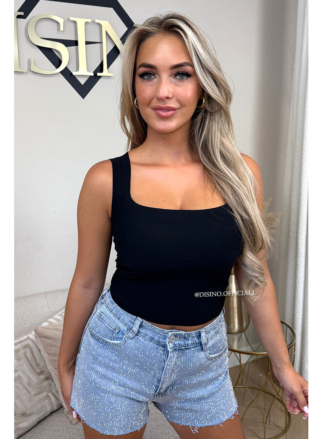 BLACK - 'AMAYA TOP' - SHAPING SKIMMS INSPIRED TOP