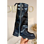 BLACK - 'BIKER BELTED BOOTS' - PREMIUM QUALITY OVERLAY BOOTS