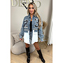 WHITE - 'VICZIC BLOUSE' - OVERSIZED HALF DENIM JERSEY BLOUSE JACKET