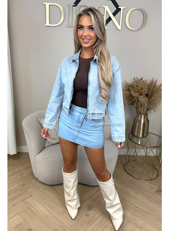 LIGHT BLUE - 'TYRZA JACKET' - DENIM CROPPED JACKET