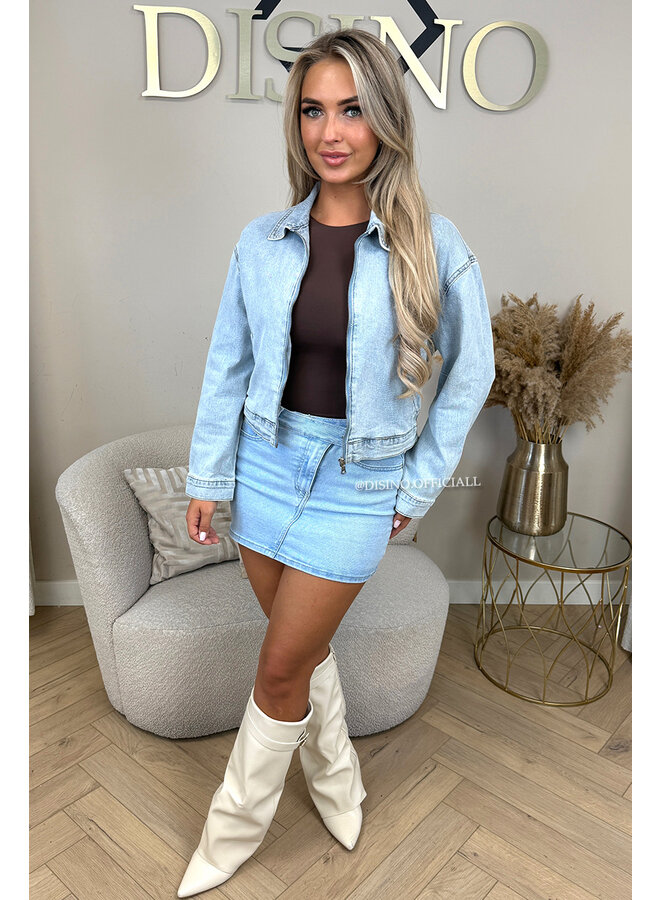 LIGHT BLUE - 'TYRZA JACKET' - DENIM CROPPED JACKET