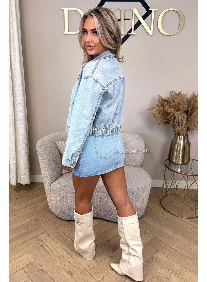 LIGHT BLUE - 'TYRZA JACKET' - DENIM CROPPED JACKET