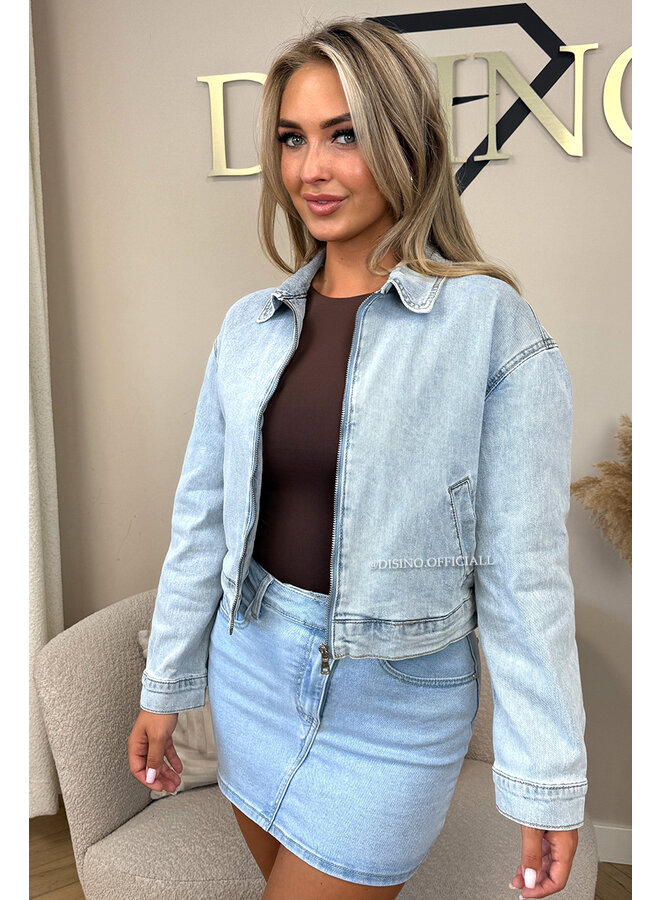 LIGHT BLUE - 'TYRZA JACKET' - DENIM CROPPED JACKET
