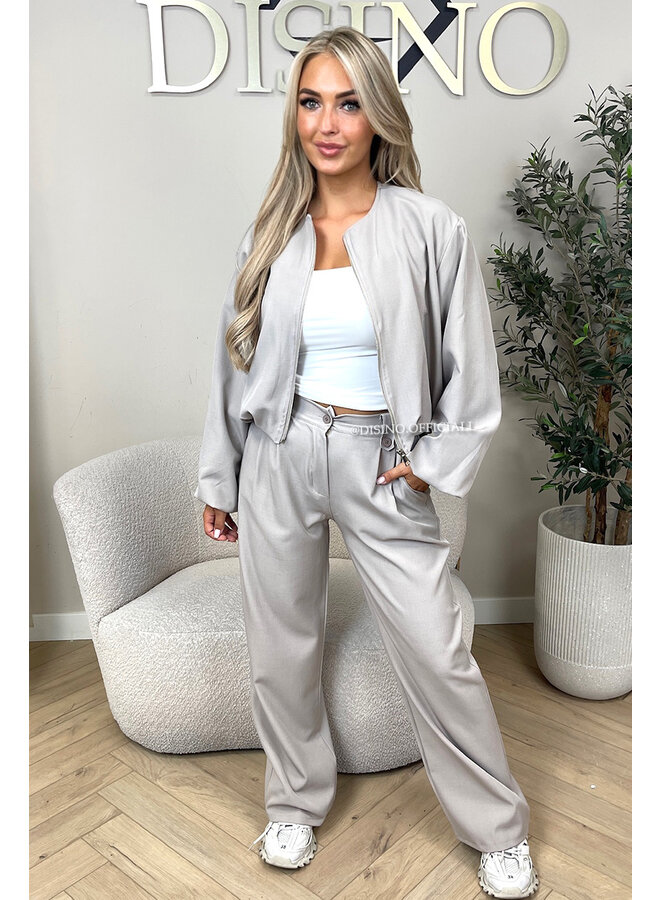 BEIGE - 'JULINE SET' - ZIPPER JACKET + PANTALON SET