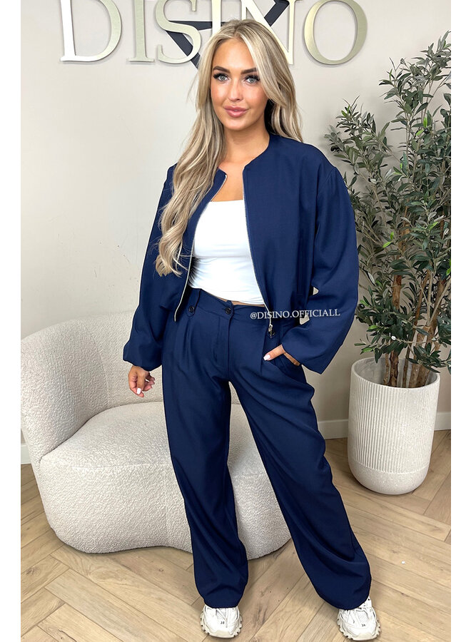 NAVY BLUE - 'JULINE SET' - ZIPPER JACKET + PANTALON SET