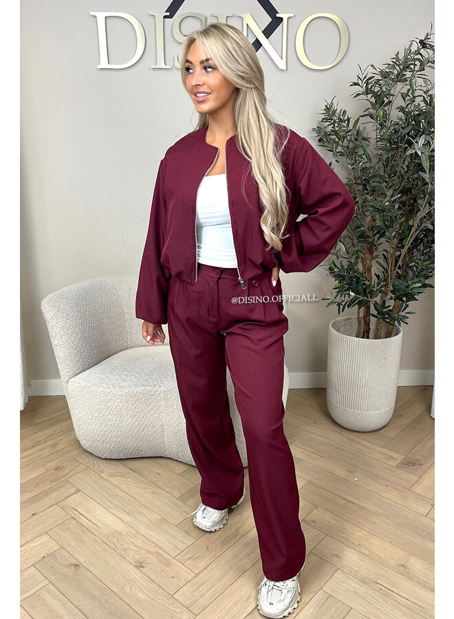 BORDEAUX - 'JULINE SET' - ZIPPER JACKET + PANTALON SET