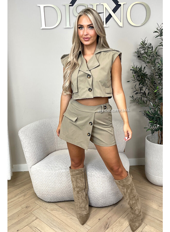 CAMEL - 'TRENCH SET' - CROPPED TRENCH TOP + SKORT SET