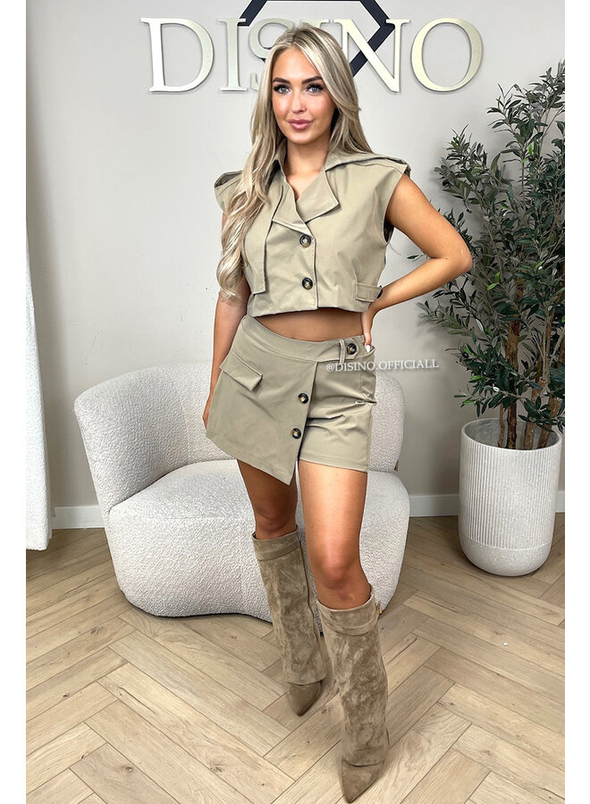 CAMEL - 'TRENCH SET' - CROPPED TRENCH TOP + SKORT SET