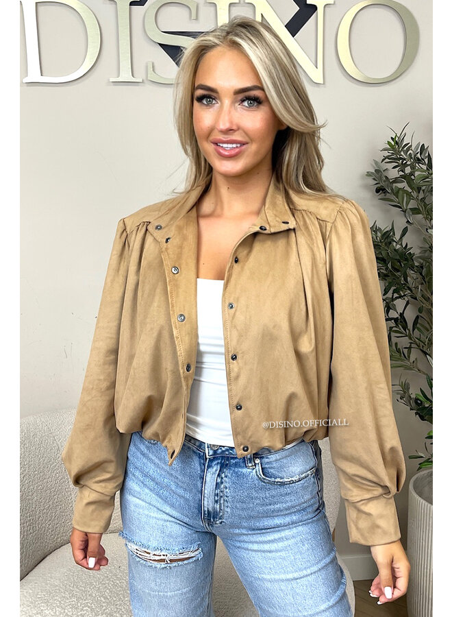 CAMEL - 'CAMELIA JACKET' - SUEDINE BOMBER JACKETS