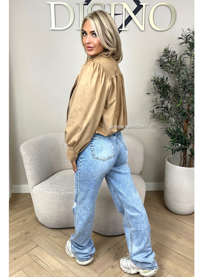 CAMEL - 'CAMELIA JACKET' - SUEDINE BOMBER JACKETS