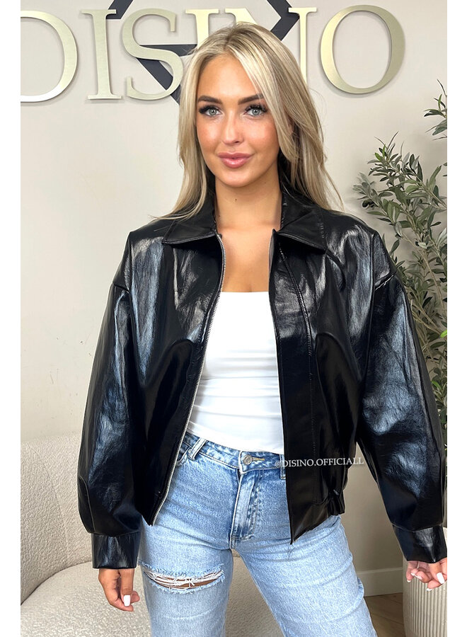 BLACK - 'ROXANE JACKET' - PRETTY LAQUÉ JACKET