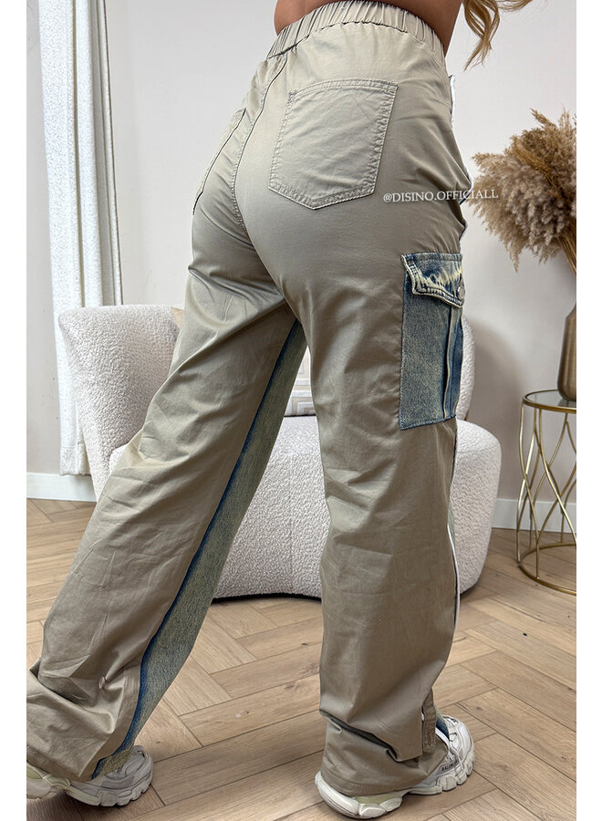 BEIGE - 'JAYLEE V2' - LIMITED EDITION HALF TRAINER HALF DENIMJEANS