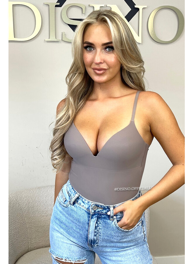 TAUPE - 'NATHALIE BODYSUIT' - CLASSY SHAPING SEAMLESS BODYSUIT